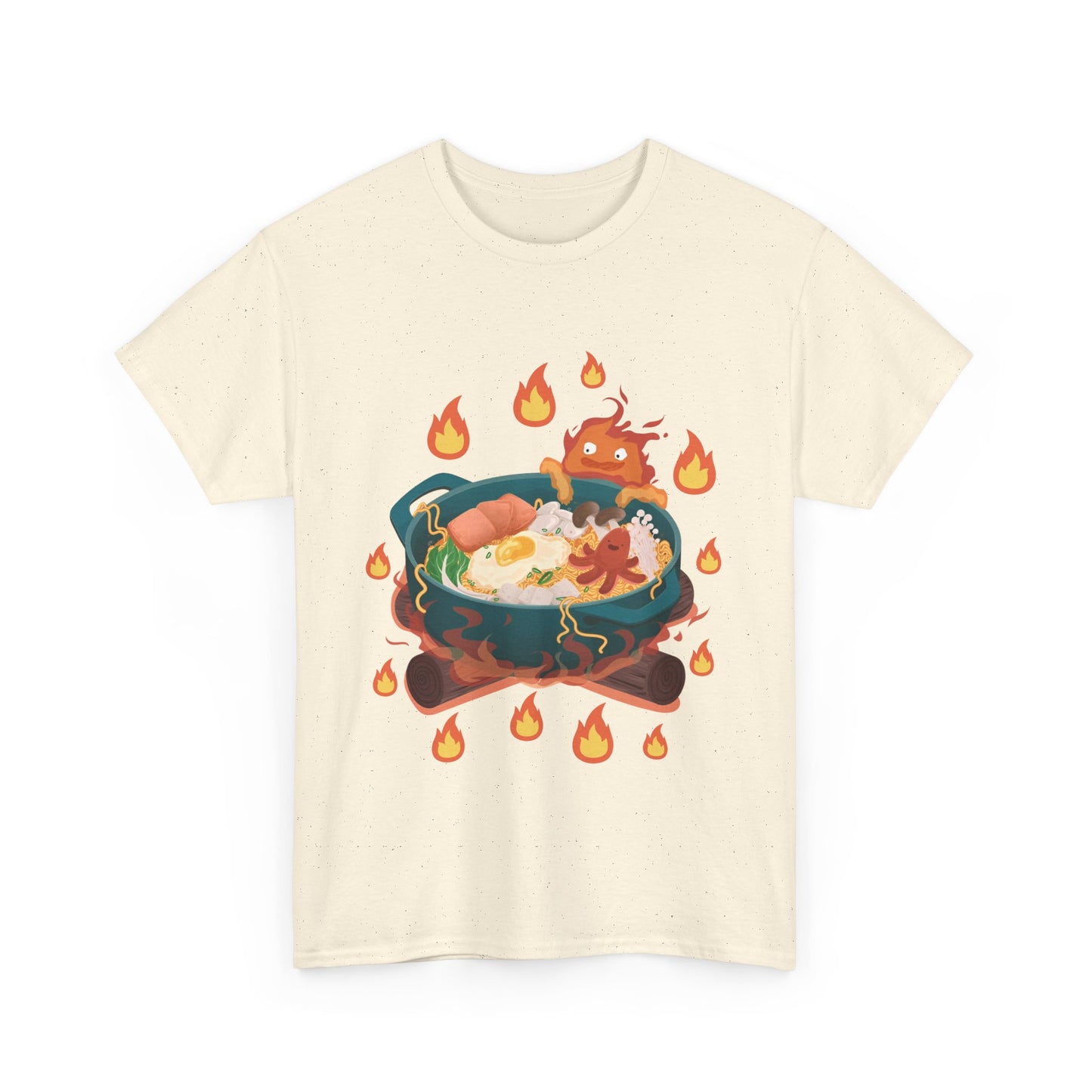 Calcifer Breakfast T-Shirt 100% Cotton Studio Ghibli Anime Tee