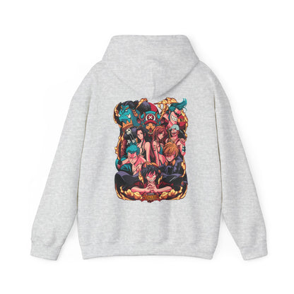 One Piece Characters Back Print Hoodie – 100% Cotton Anime Hoodie Featuring Straw Hat Crew