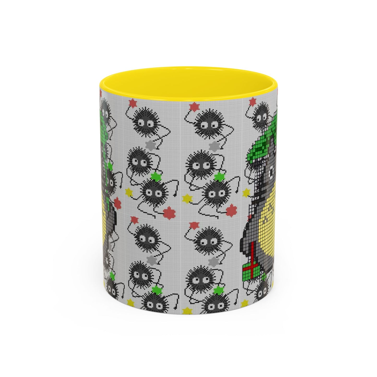 Totoro & Soot Sprites Accent Mug – Color Handle Studio Ghibli Cup – 11oz & 15oz Ceramic Anime Coffee Gift