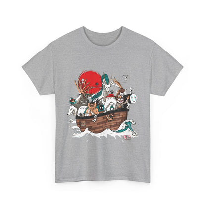 Ghibli Characters Boat T-Shirt | 100% Cotton Studio Ghibli Anime Tee