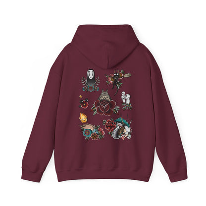 Studio Ghibli Characters Back Print Hoodie – 100% Cotton Anime Pullover Featuring Iconic Ghibli Designs