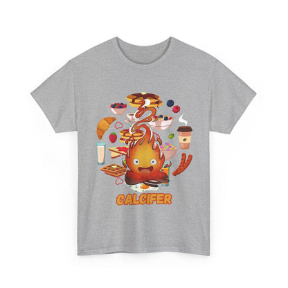 Calcifer Breakfast Demon T-Shirt – 100% Cotton Anime Tee for Studio Ghibli Fans