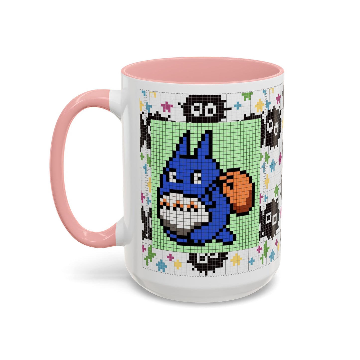 My Neighbor Totoro Pixel Accent Mug – Retro Ghibli Color Handle Cup 11oz & 15oz – Cute Anime Coffee Gift