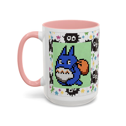 My Neighbor Totoro Pixel Accent Mug – Retro Ghibli Color Handle Cup 11oz & 15oz – Cute Anime Coffee Gift