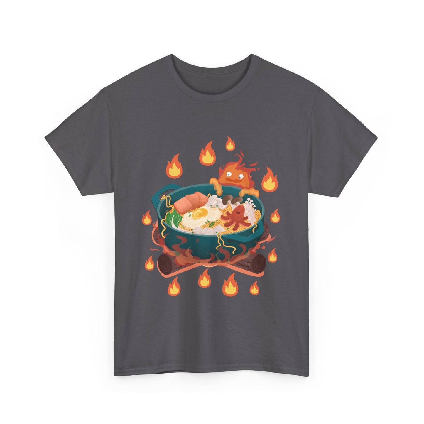 Calcifer Breakfast T-Shirt 100% Cotton Studio Ghibli Anime Tee