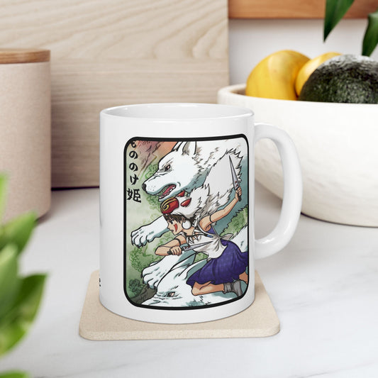 Princess Mononoke Collage Mug – Studio Ghibli Coffee Cup 11oz & 15oz – Epic Anime Gift Featuring San, Ashitaka & Forest Spirits