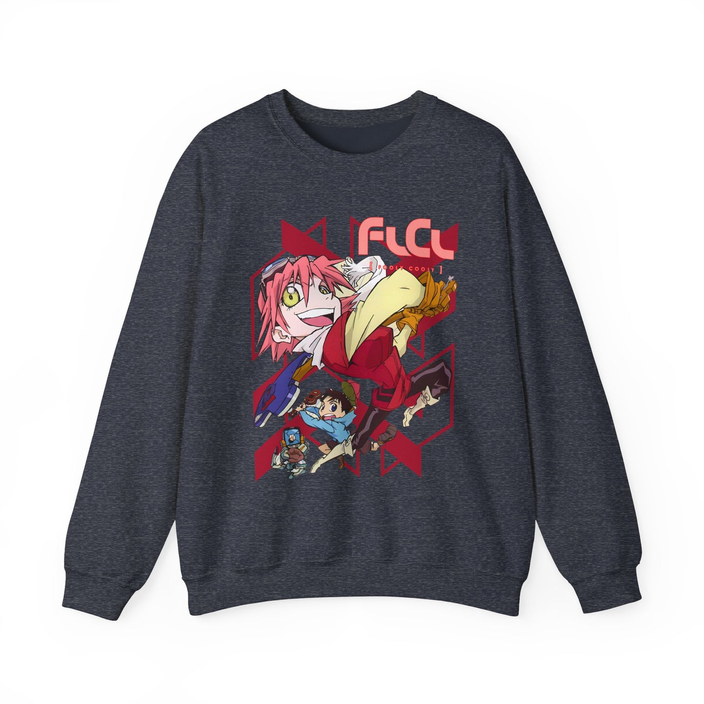 FLCL Sweatshirt – 100% Cotton Gildan 18000 | Fooly Cooly Retro Anime Pullover for True Fans