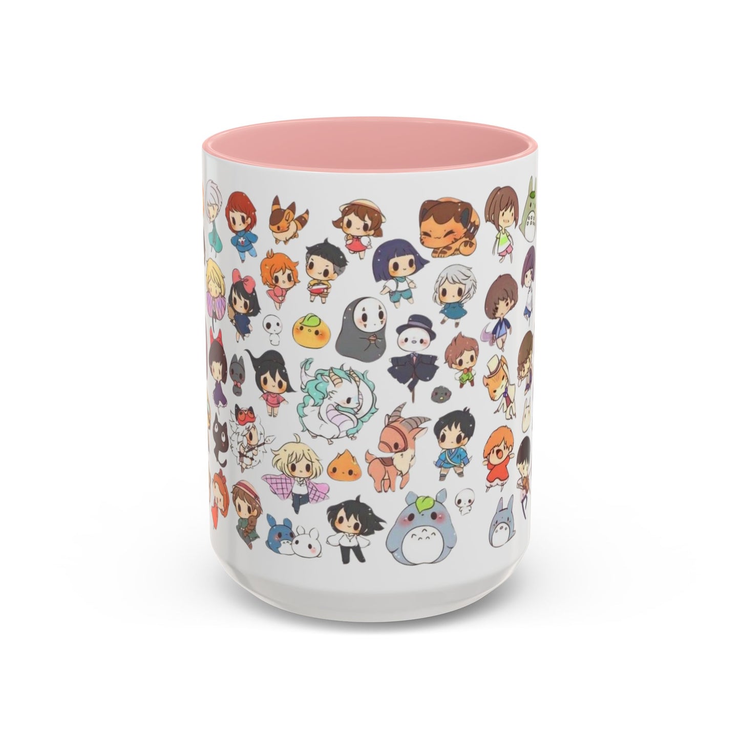 Studio Ghibli Chibi Characters Accent Mug – Color Handle Anime Cup – 11oz & 15oz Gift for Ghibli Fans