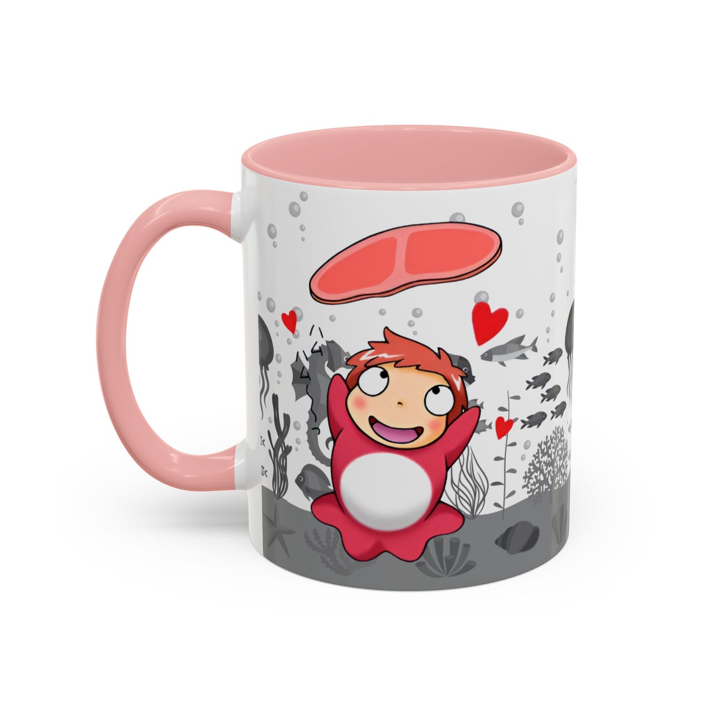 Ponyo Ham Accent Handle Mug – Studio Ghibli Coffee Cup – 11oz & 15oz Anime Gift for Fans