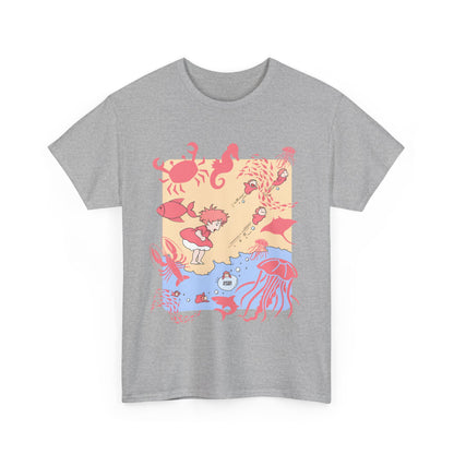 Ponyo Sea World T-Shirt – 100% Cotton Studio Ghibli Ocean Anime Tee