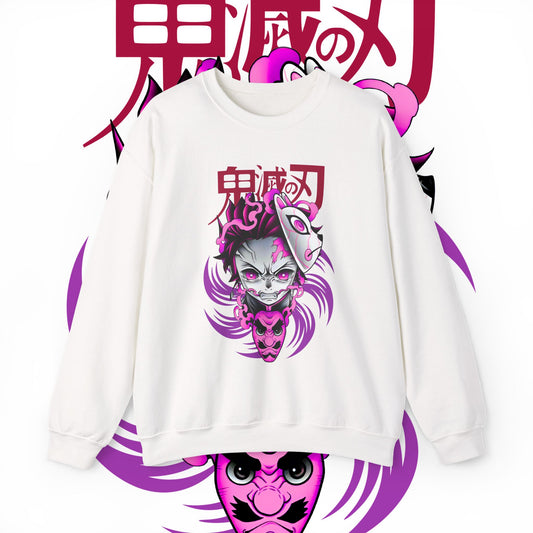Tanjiro Kamado Mask Fury Sweatshirt | 100% Cotton Demon Slayer Pullover