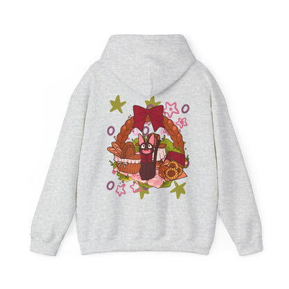 Jiji Cat Gift Back Print Hoodie – 100% Cotton Studio Ghibli Inspired Anime Hoodie