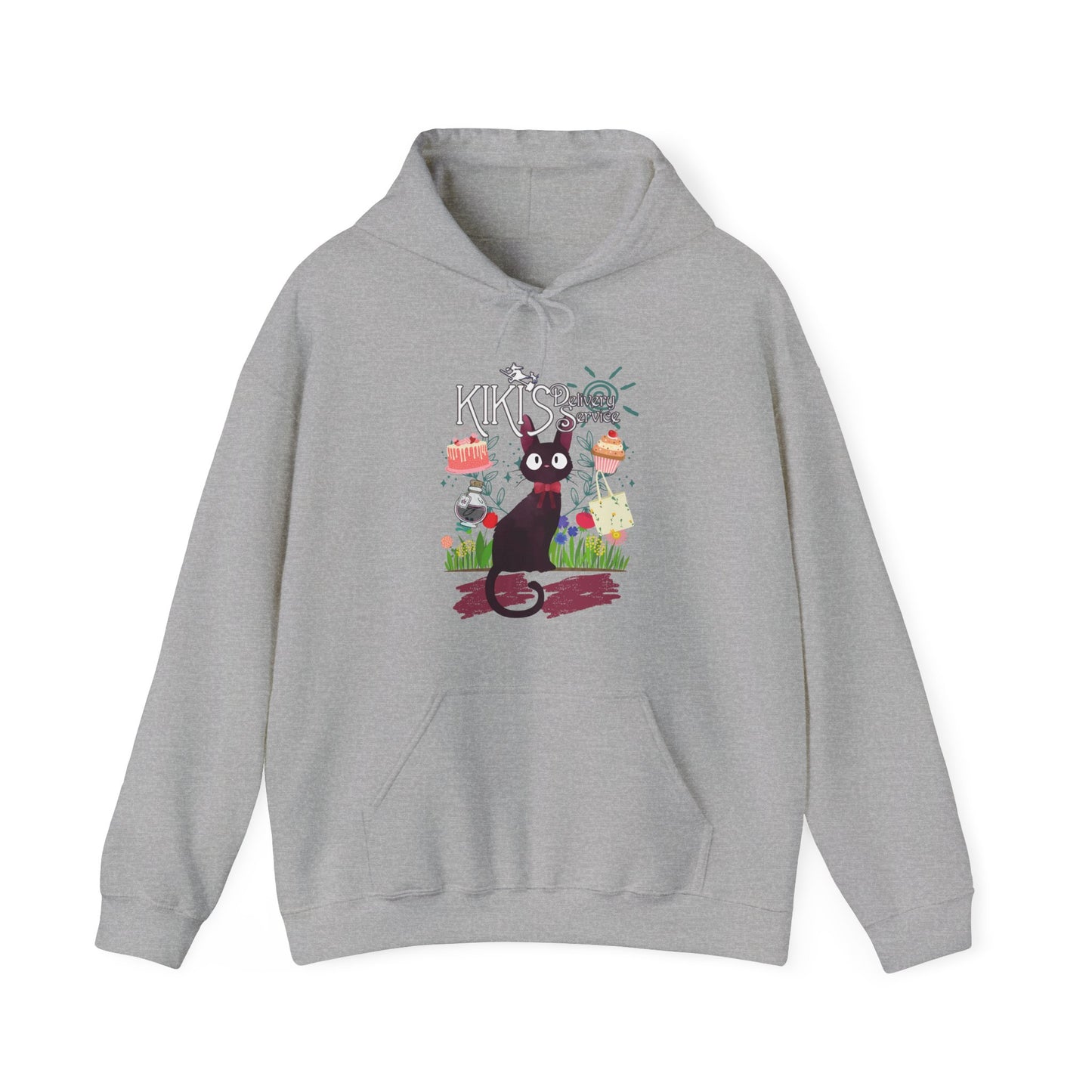 Jiji Collage Studio Ghibli Hoodie – 100% Cotton Anime Hoodie Featuring Kiki’s Delivery Service Cat
