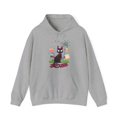 Jiji Collage Studio Ghibli Hoodie – 100% Cotton Anime Hoodie Featuring Kiki’s Delivery Service Cat