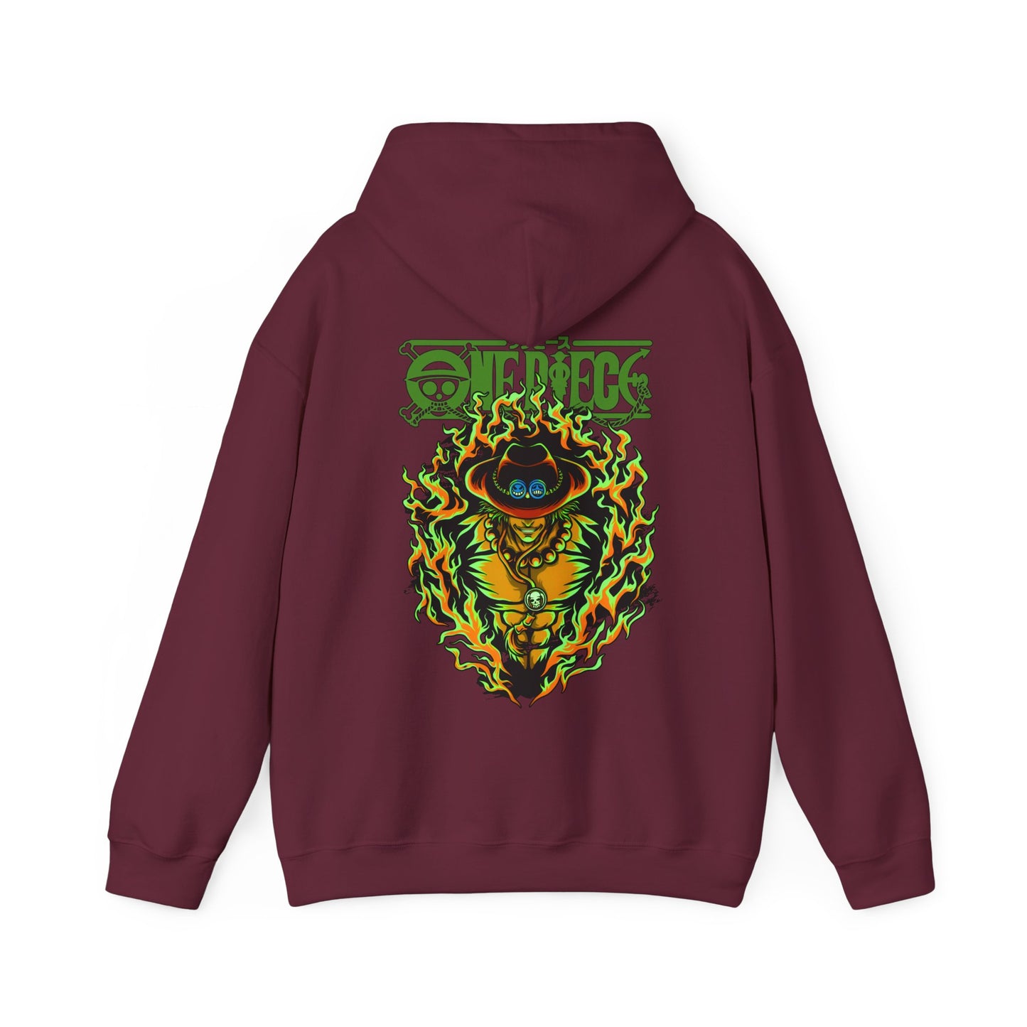 Portgas D. Ace One Piece Back Print Hoodie – 100% Cotton Anime Hoodie for Fire Fist Fans