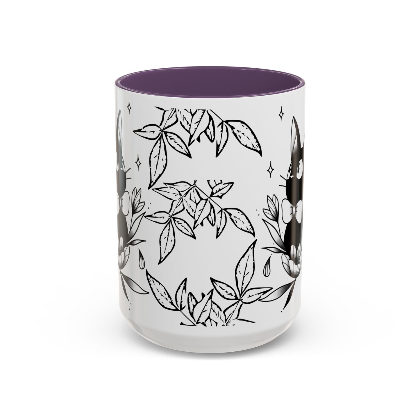Jiji Cat Studio Ghibli Mug – 11oz & 15oz Accent Handle Coffee Cup – Cute Kiki’s Delivery Service Gift