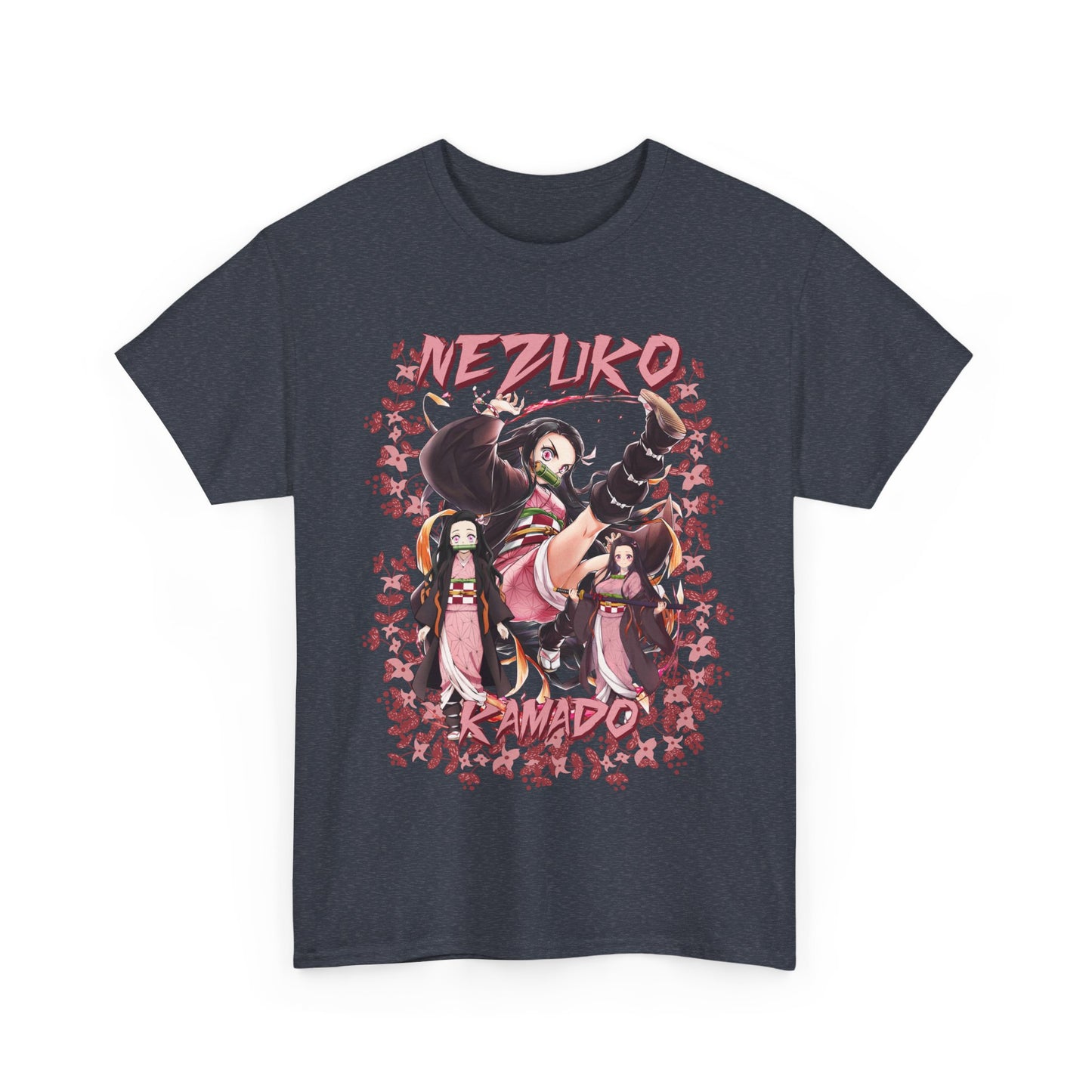 Nezuko Kamado Pink Flowers T-Shirt – 100% Cotton Demon Slayer Anime Tee