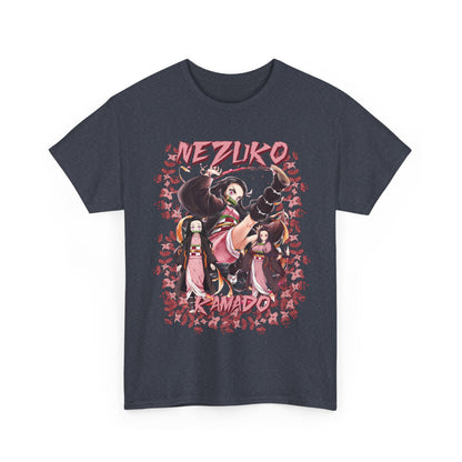 Nezuko Kamado Pink Flowers T-Shirt – 100% Cotton Demon Slayer Anime Tee
