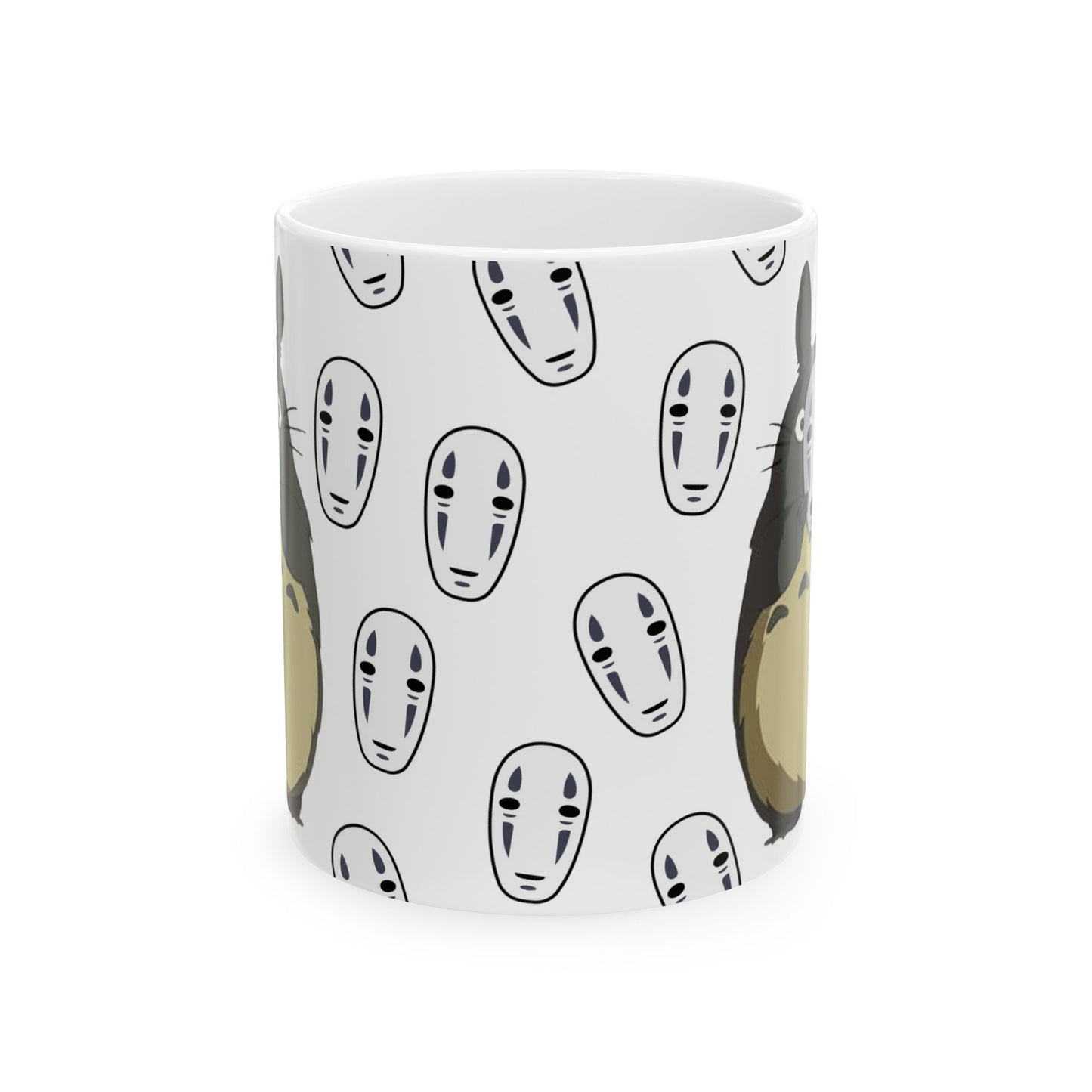 Totoro No Face Mask Mug – Studio Ghibli Crossover Cup 11oz & 15oz – Cute Anime Coffee Gift for Fans