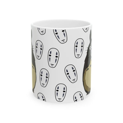 Totoro No Face Mask Mug – Studio Ghibli Crossover Cup 11oz & 15oz – Cute Anime Coffee Gift for Fans
