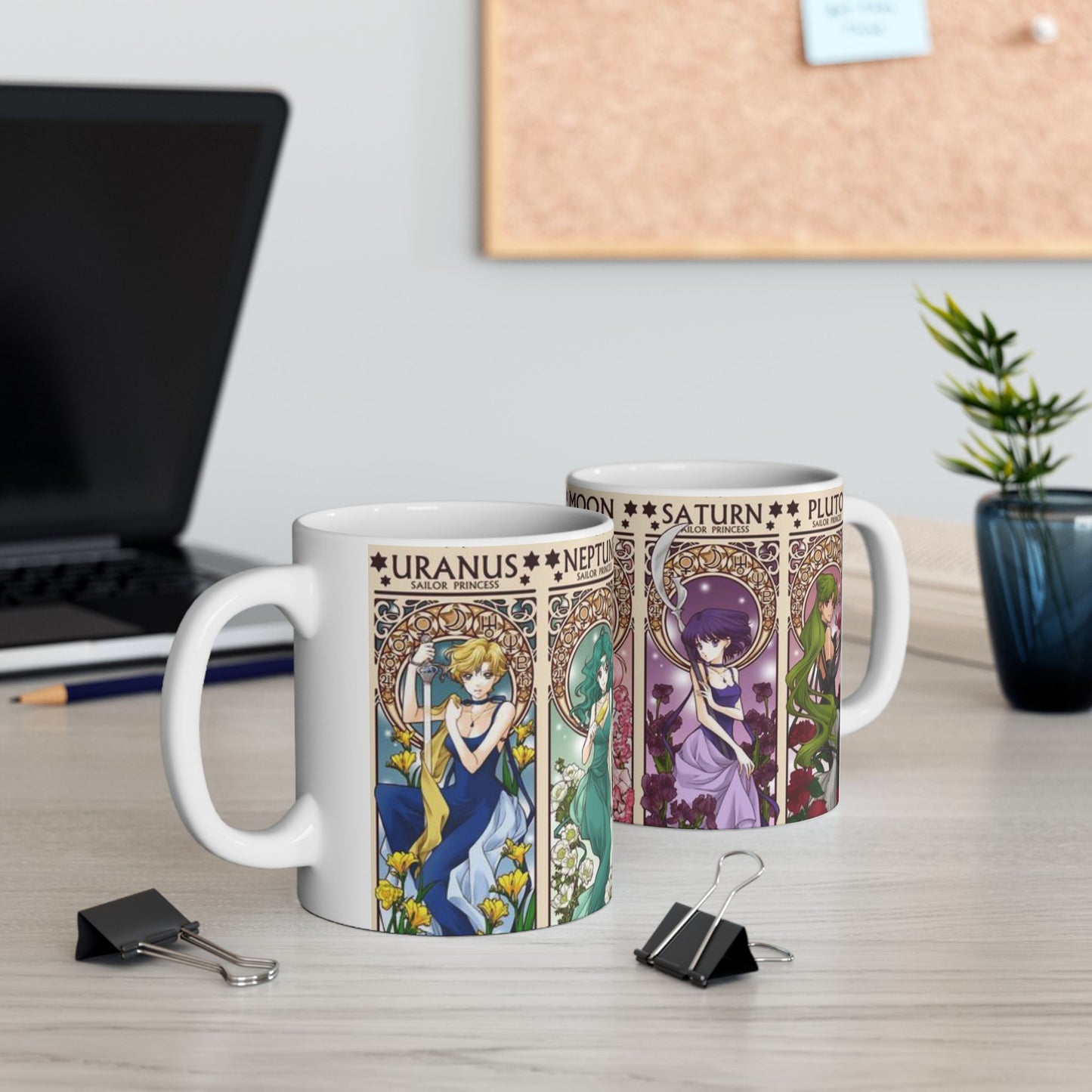 Sailor Moon Outer Guardians Mug – Uranus, Neptune, Pluto, Saturn Ceramic Cup 11oz & 15oz – Anime Magical Girl Gift