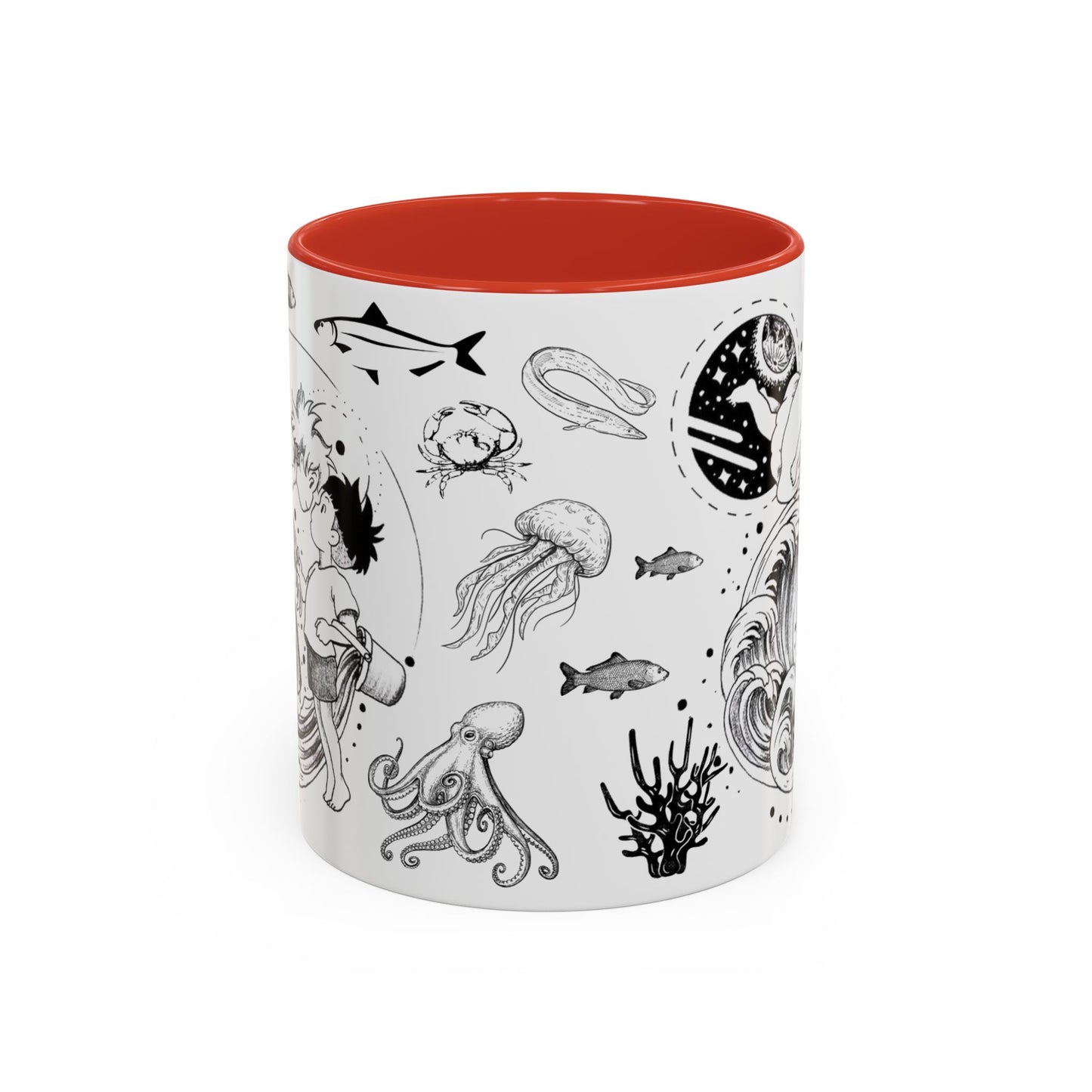 Ponyo World Sea Accent Mug – Studio Ghibli Color Handle Cup 11oz & 15oz – Ocean Anime Coffee Gift