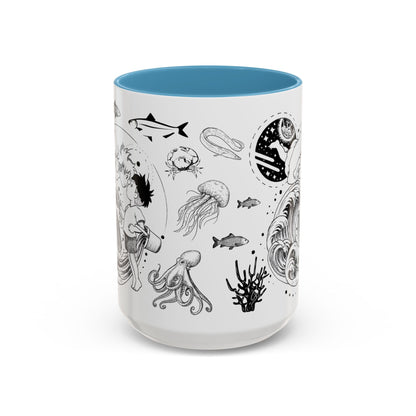 Ponyo World Sea Accent Mug – Studio Ghibli Color Handle Cup 11oz & 15oz – Ocean Anime Coffee Gift