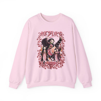 Nezuko Kamado Pink Flowers Sweatshirt – 100% Cotton Demon Slayer Anime Pullover
