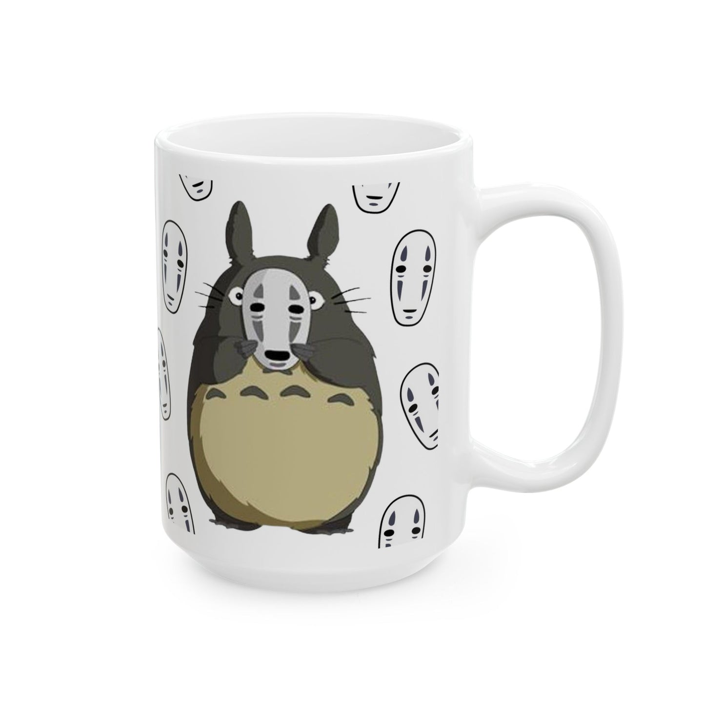 Totoro No Face Mask Mug – Studio Ghibli Crossover Cup 11oz & 15oz – Cute Anime Coffee Gift for Fans