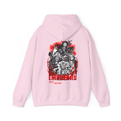 Four Emperors One Piece Back Print Hoodie – 100% Cotton Anime Pullover Featuring Yonko Legends