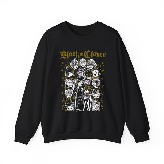 Black Clover Characters Sweatshirt – 100% Cotton Anime Pullover – Asta Yuno Noelle Crewneck for Fans
