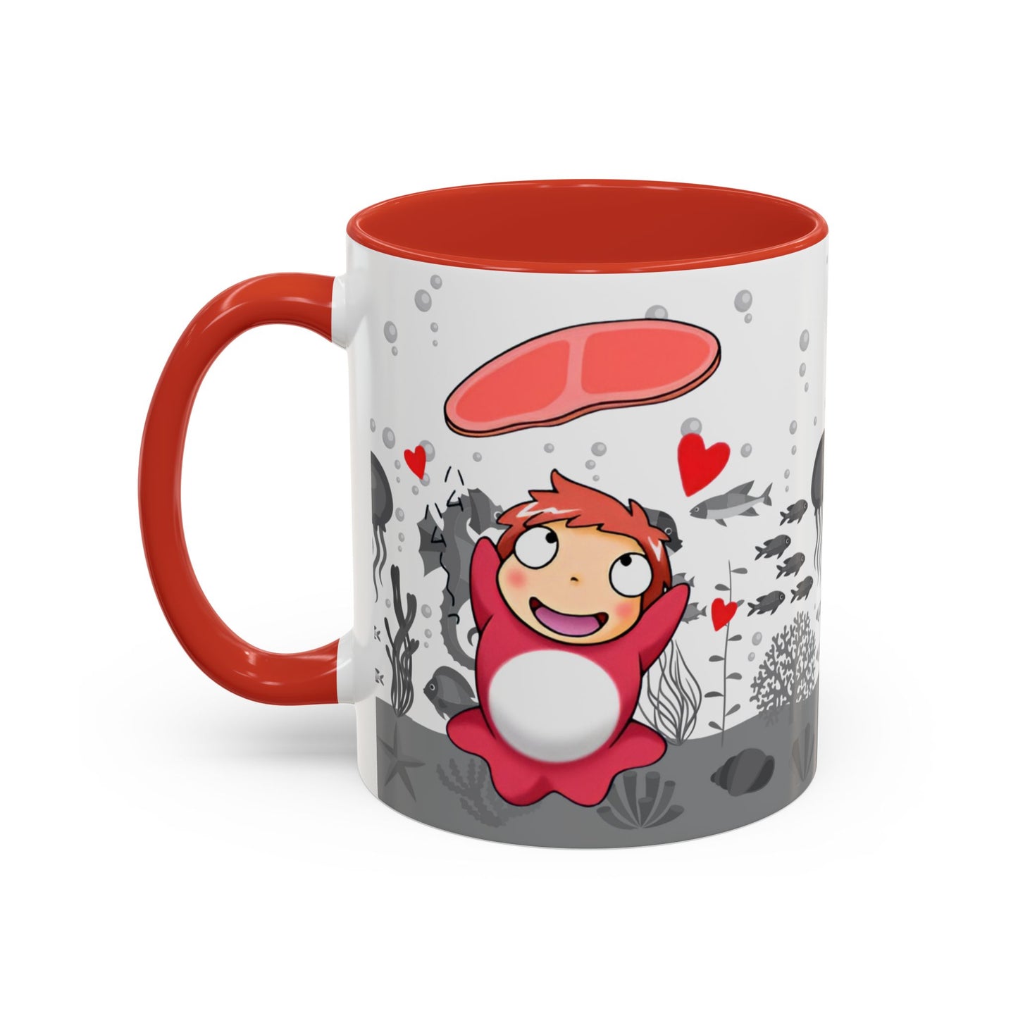 Ponyo Ham Accent Handle Mug – Studio Ghibli Coffee Cup – 11oz & 15oz Anime Gift for Fans