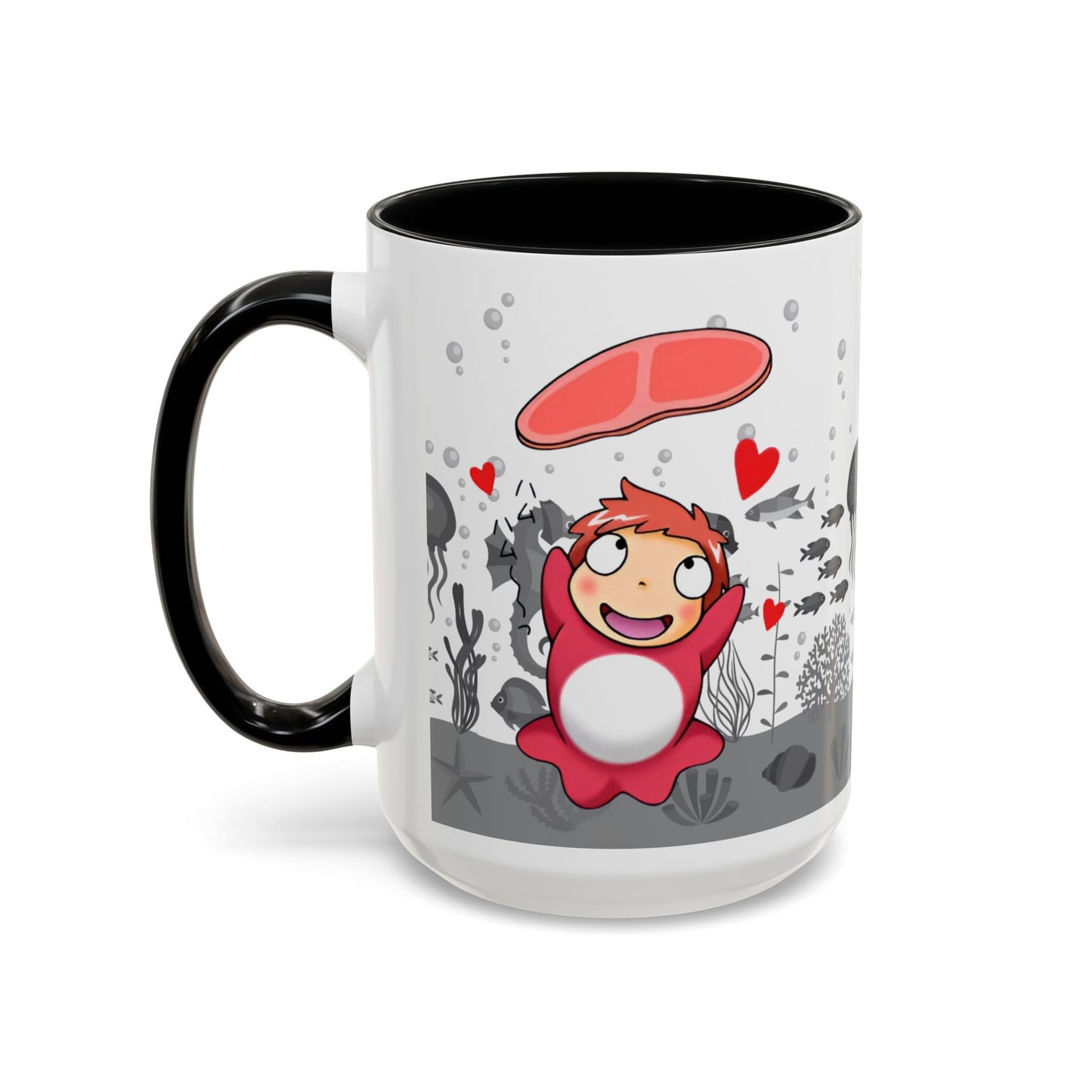 Ponyo Ham Accent Handle Mug – Studio Ghibli Coffee Cup – 11oz & 15oz Anime Gift for Fans
