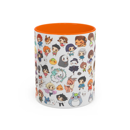 Studio Ghibli Chibi Characters Accent Mug – Color Handle Anime Cup – 11oz & 15oz Gift for Ghibli Fans