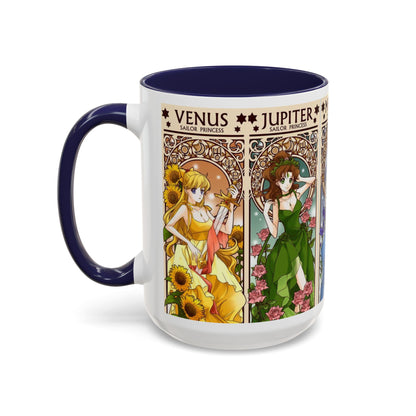 Sailor Moon Inner Guardians Accent Mug – Color Handle Anime Cup 11oz & 15oz – Magical Girl Coffee Gift