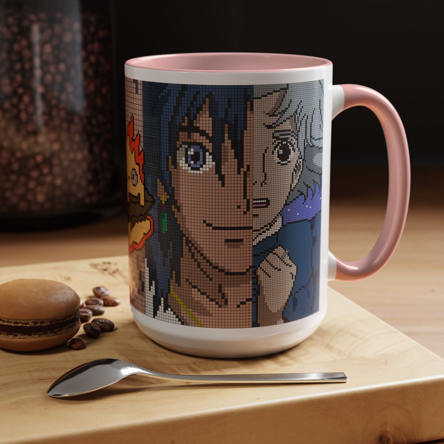 Howl's Moving Castle Pixel Accent Mug – Retro Anime Color Handle Cup 11oz & 15oz – Studio Ghibli Coffee Gift