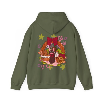 Jiji Cat Gift Back Print Hoodie – 100% Cotton Studio Ghibli Inspired Anime Hoodie