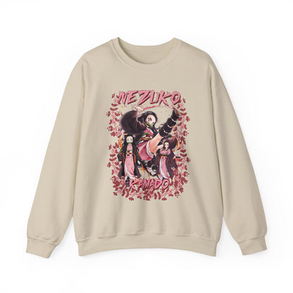 Nezuko Kamado Pink Flowers Sweatshirt – 100% Cotton Demon Slayer Anime Pullover