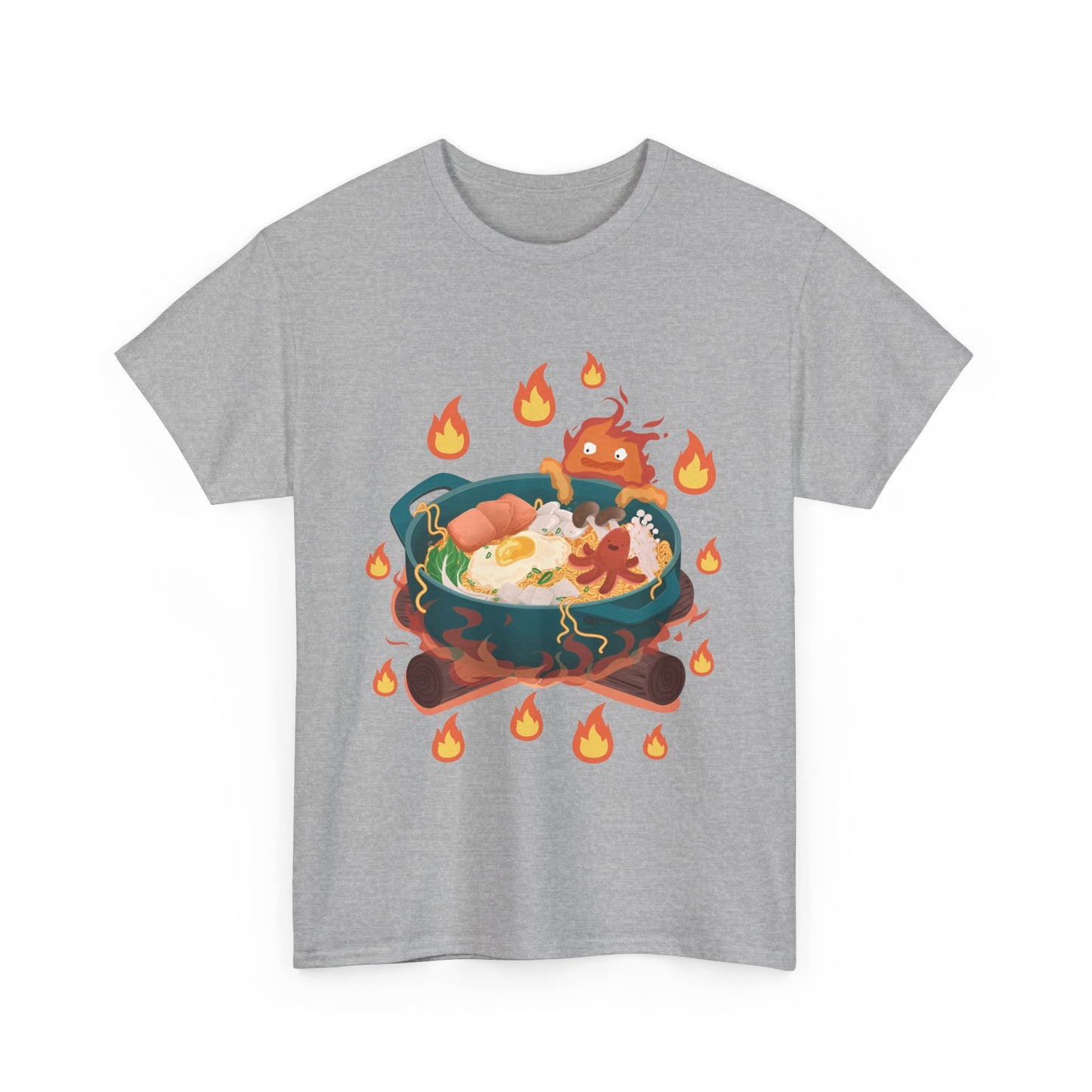 Calcifer Breakfast T-Shirt 100% Cotton Studio Ghibli Anime Tee