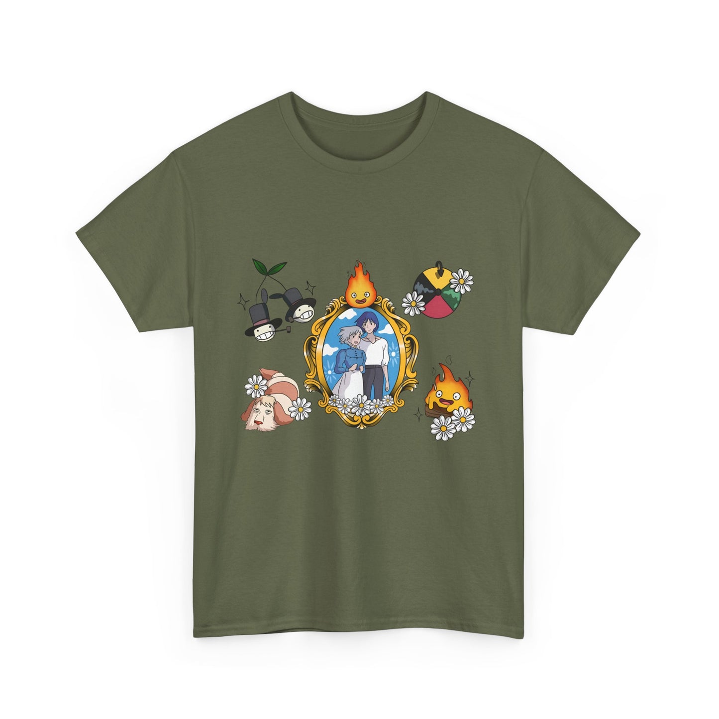Howl Sophie Calcifer Shirt – Ghibli Anime Cotton T-Shirt for Fans
