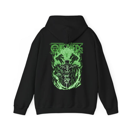 Brook One Piece Hoodie with Back Print – 100% Cotton Anime Pullover for Soul King Fans