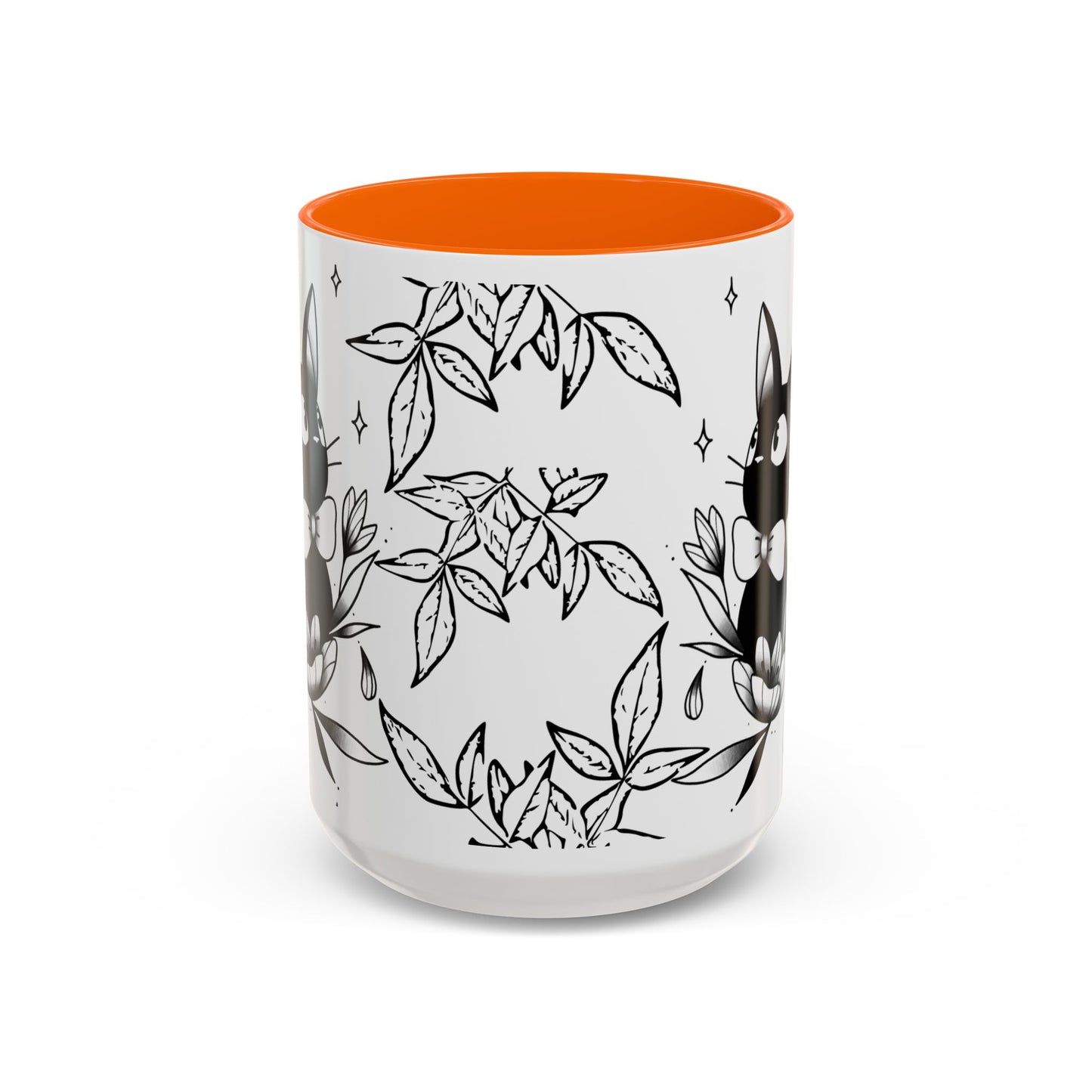 Jiji Cat Studio Ghibli Mug – 11oz & 15oz Accent Handle Coffee Cup – Cute Kiki’s Delivery Service Gift