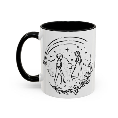 Calcifer Accent Mug – Howl’s Moving Castle Cup with Colored Handle – Studio Ghibli Gift 11oz & 15oz