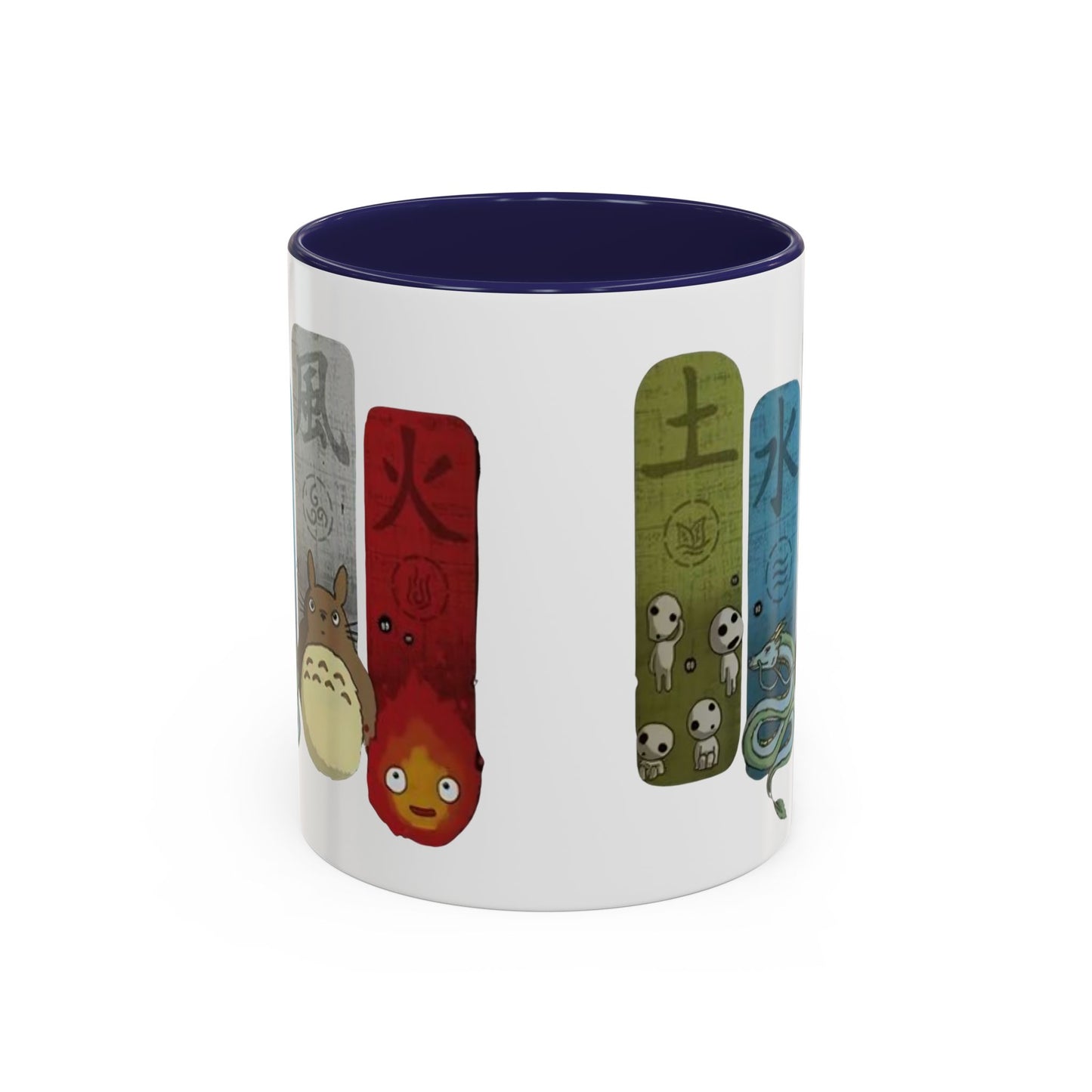 Studio Ghibli Figures Accent Mug – 11oz & 15oz Color Handle Anime Cup – Ghibli Character Coffee Mug for Fans