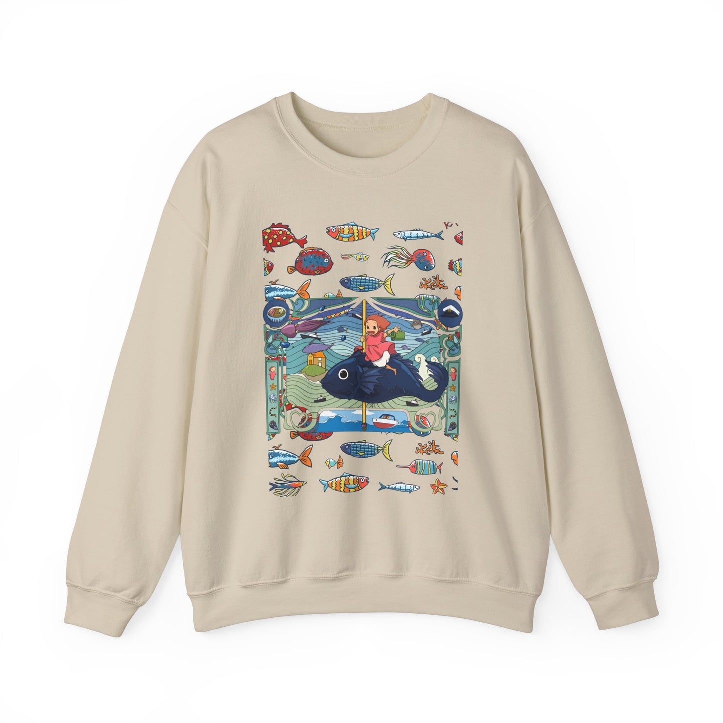 Ponyo Sea Love Sweatshirt – 100% Cotton Studio Ghibli Pullover for Anime and Ocean Lovers