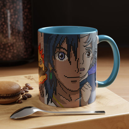 Howl's Moving Castle Pixel Accent Mug – Retro Anime Color Handle Cup 11oz & 15oz – Studio Ghibli Coffee Gift