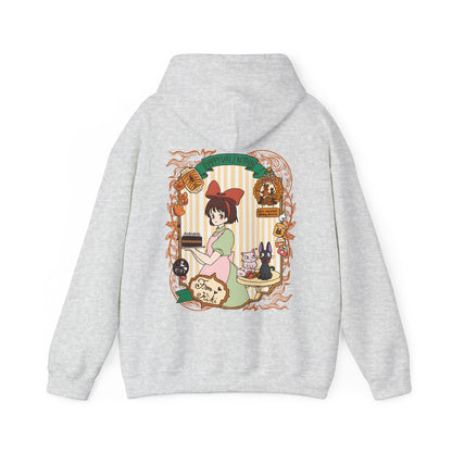 Kiki Happy Back Print Hoodie – 100% Cotton Studio Ghibli Kiki’s Delivery Service Hoodie for Anime Fans