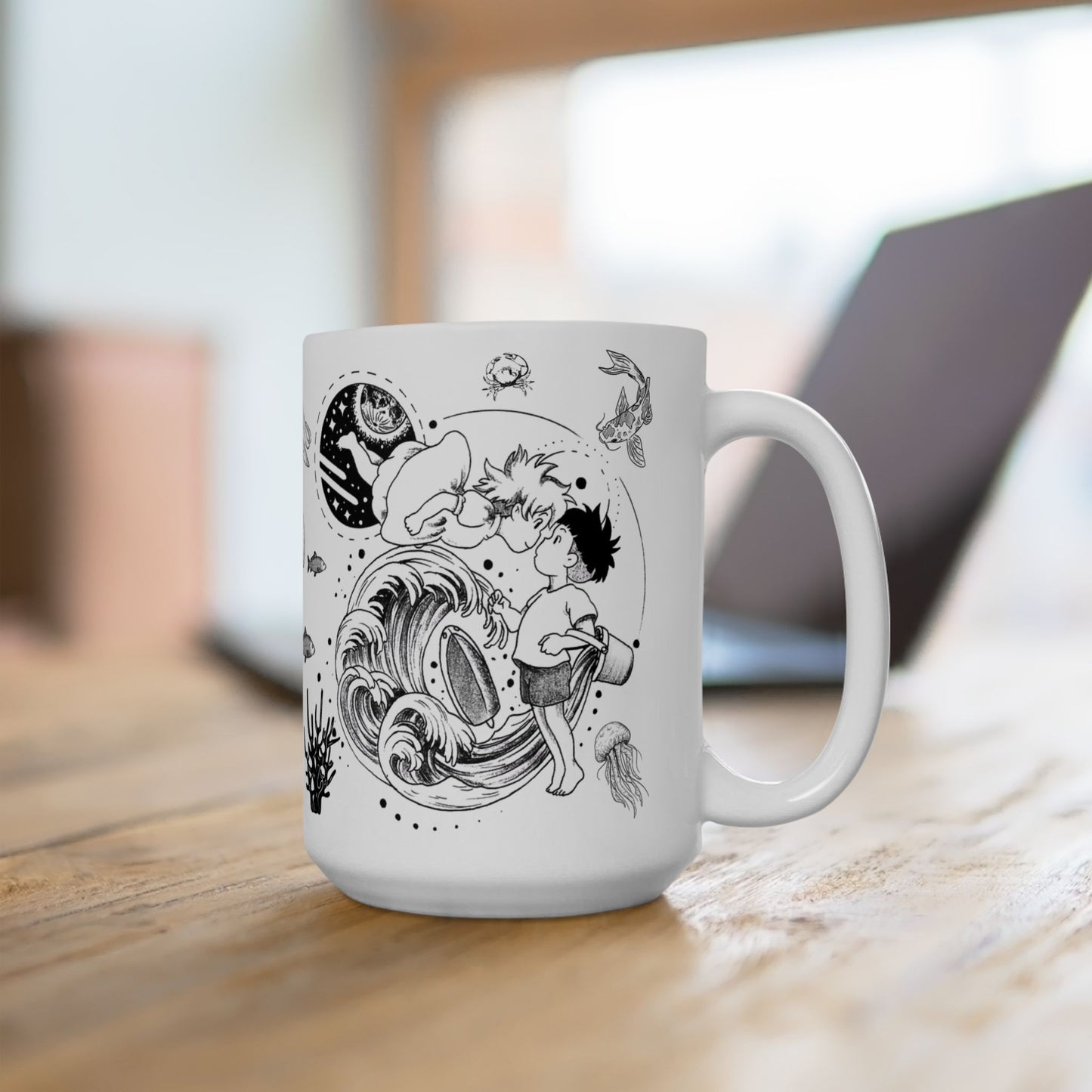 Ponyo World Sea Mug – Studio Ghibli Ocean Fantasy Cup 11oz & 15oz – Cute Anime Coffee Gift for Fans
