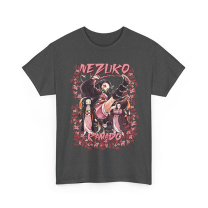 Nezuko Kamado Pink Flowers T-Shirt – 100% Cotton Demon Slayer Anime Tee