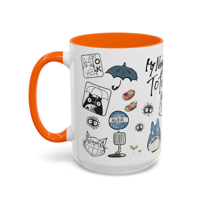 My Neighbor Totoro Accent Mug – Ghibli Collage Color Handle Cup 11oz & 15oz – Cute Anime Coffee Mug Gift